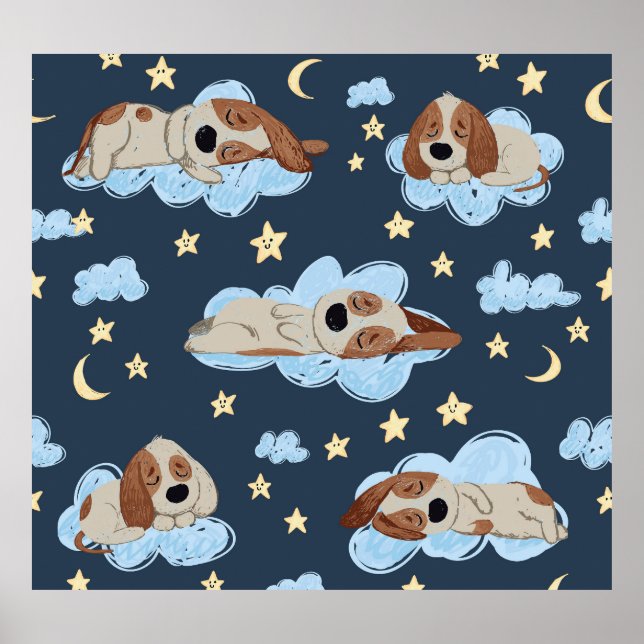 Sleeping Puppies: Good Night Pattern Poster (Front)