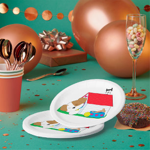 Sleeping Puppy Dog House Cute Pet Paper Plate
