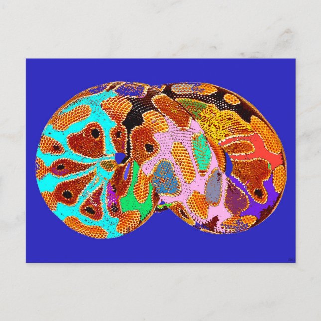 Sleeping Python Pop Art Post Card (Blue) (Front)