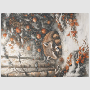 Sleeping Racoon Rustic Christmas Decoupage Tissue Paper