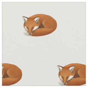 Sleeping Red Fox Wildlife Cotton Fabric