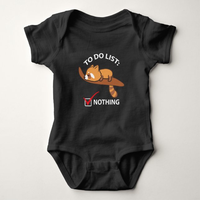 Sleeping Red Panda - Funny To Do List Nothing Baby Bodysuit (Front)
