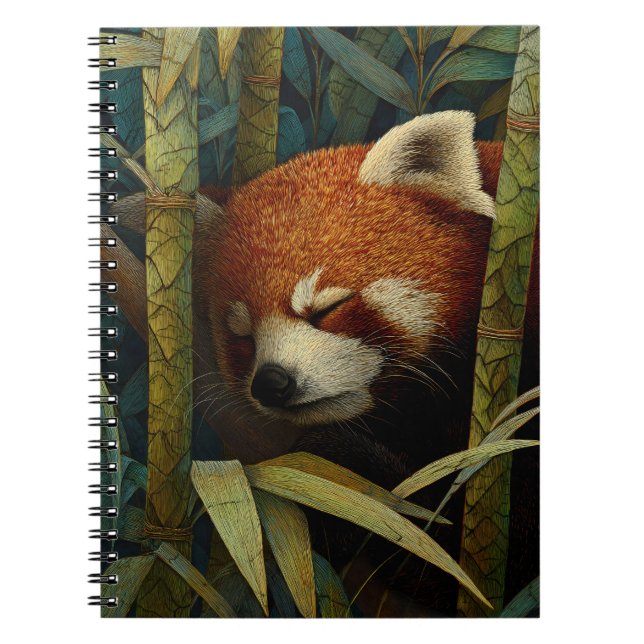 Sleeping Red Panda Hidden Bamboo Art Notebook (Front)