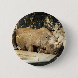 Sleeping Rhino 6 Cm Round Badge