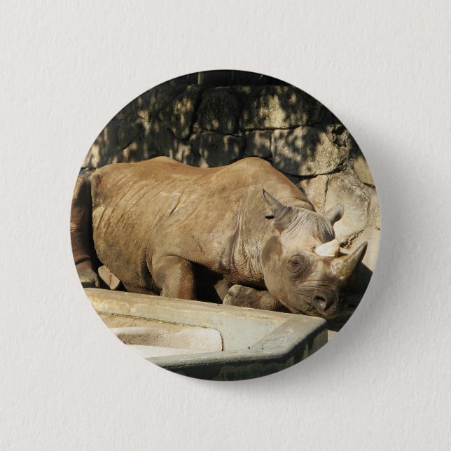 Sleeping Rhino 6 Cm Round Badge (Front)