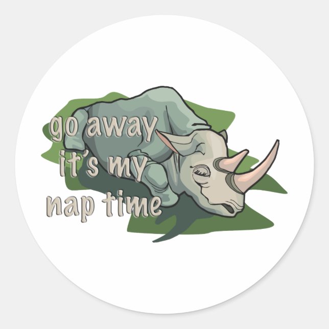 SLEEPING RHINOCEROS CLASSIC ROUND STICKER (Front)
