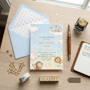 Sleeping Safari Animals Baby Shower Invitation