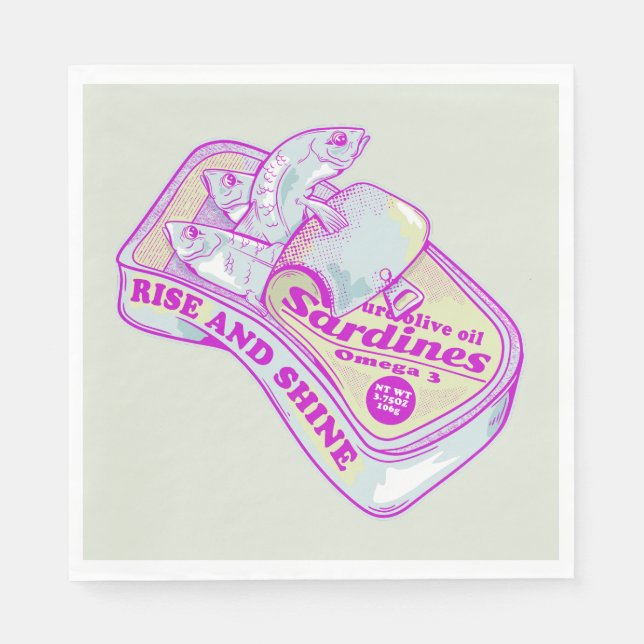 SLEEPING SARDINES rISE AND SHINE Napkin (Front)