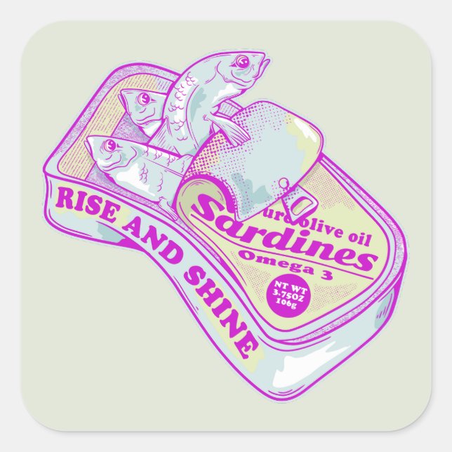 SLEEPING SARDINES rISE AND SHINE Square Sticker (Front)