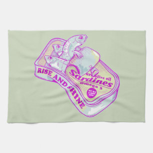 SLEEPING SARDINES rISE AND SHINE Tea Towel