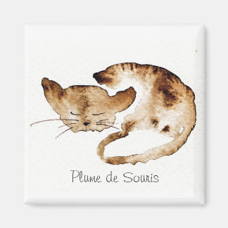 Sleeping sepia watercolor magnet