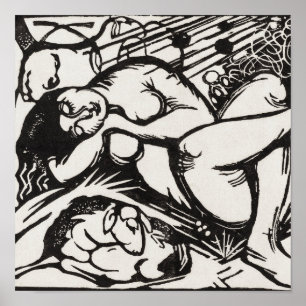 Sleeping Shepherdess Franz Marc Woodcut Poster