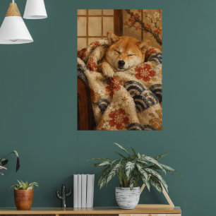 Sleeping Shiba Inu Art Print Japanese Aesthetic