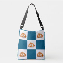 sleeping shiba inu chequered pattern crossbody bag