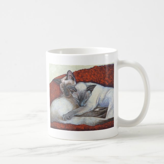Sleeping Siamese Cat Art Coffee Mug (Right)