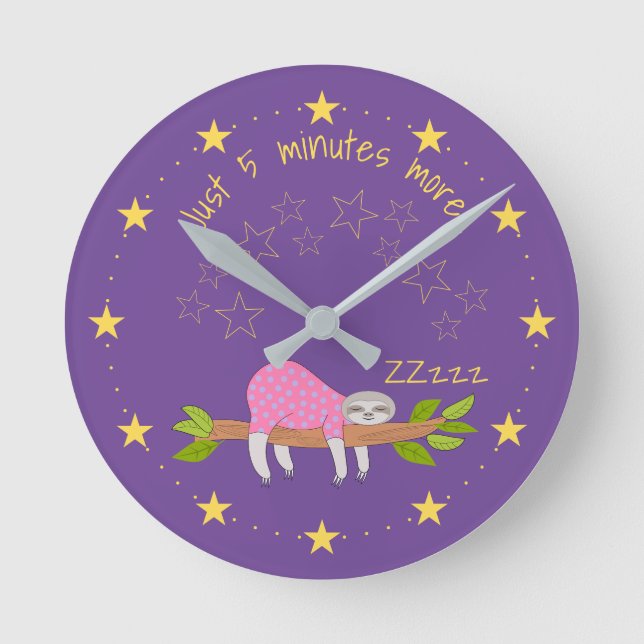 Sleeping Sloth Acrylic Wall Clock, Round (Medium) Clock (Front)