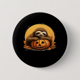 Sleeping Sloth and Halloween Pumpkin Classic T-Shi 6 Cm Round Badge