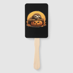 Sleeping Sloth and Halloween Pumpkin Classic T-Shi Hand Fan