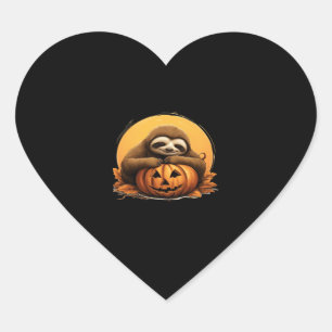 Sleeping Sloth and Halloween Pumpkin Classic T-Shi Heart Sticker