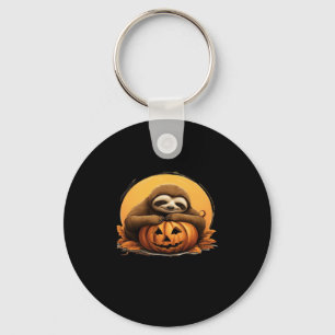 Sleeping Sloth and Halloween Pumpkin Classic T-Shi Key Ring