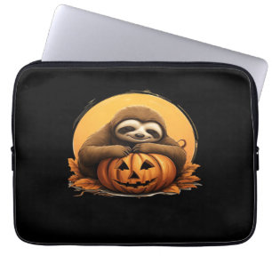 Sleeping Sloth and Halloween Pumpkin Classic T-Shi Laptop Sleeve