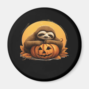 Sleeping Sloth and Halloween Pumpkin Classic T-Shi Magnet