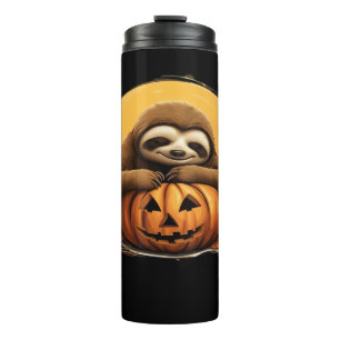 Sleeping Sloth and Halloween Pumpkin Classic T-Shi Thermal Tumbler
