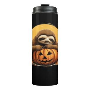 Sleeping Sloth and Halloween Pumpkin Classic T-Shi Thermal Tumbler