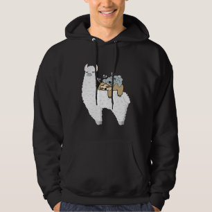 Sleeping Sloth Koala Mama Koala Baby Riding Llama  Hoodie