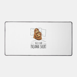 Sleeping Sloth Lover Pajama T-Shirt Desk Mat