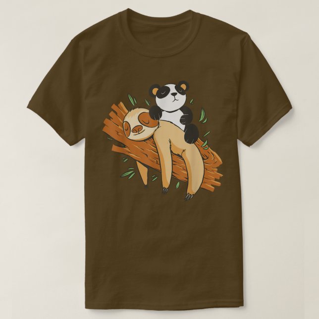 Sleeping sloth panda bear animals funny  T-Shirt (Design Front)