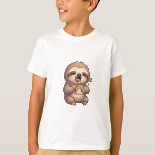 Sleeping Sloth Playing Triangle Kids T-Shirt