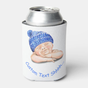 Sleeping Smiling Baby Can Cooler with Custom Text