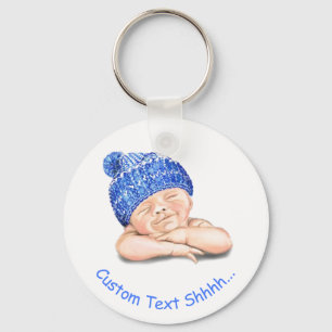 Sleeping Smiling Baby Keychain - Custom Text