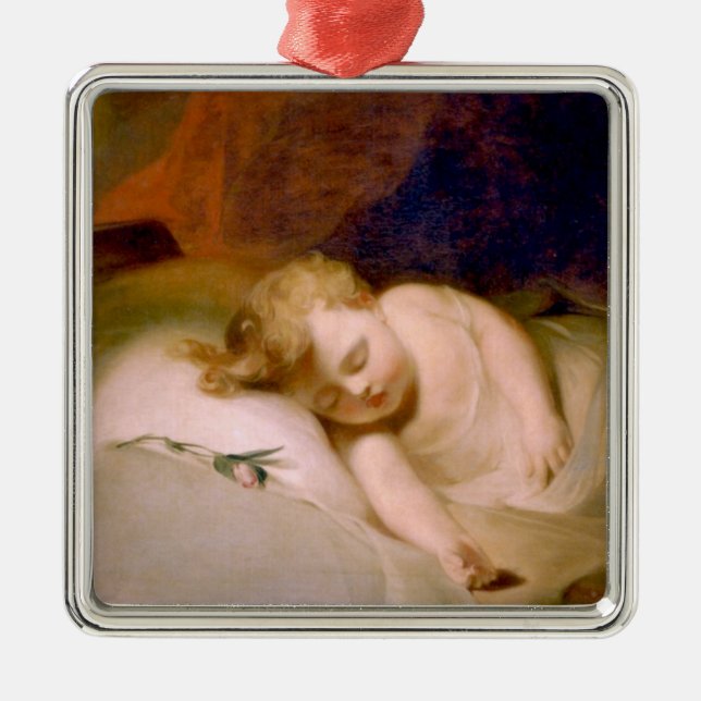 Sleeping Son (by Thomas Sully) Metal Tree Decoration (Front)