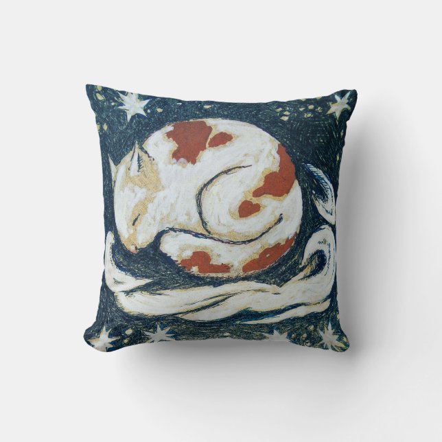 Sleeping Space Cat among Stars Cushion (Front)