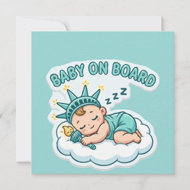 Sleeping Statue of Liberty Baby Card (Front)