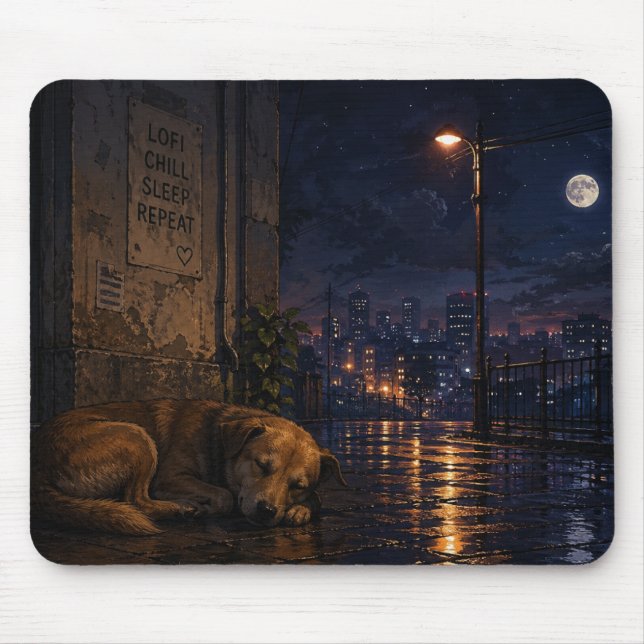 sleeping street dog mouse mat (Front)