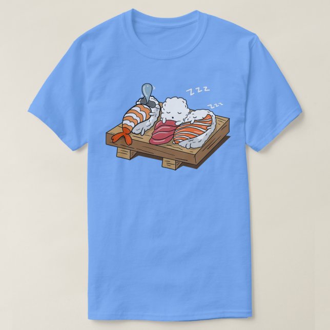 Sleeping Sushi Shirt Love Sushi Rolls Funny Japane (Design Front)