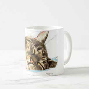 Sleeping Tabby Cat Coffee Mug