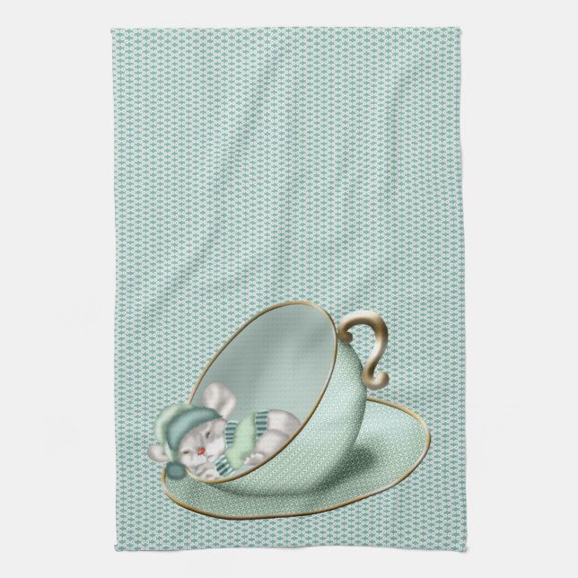 Sleeping Tea Cup Mouse Towel (Vertical)