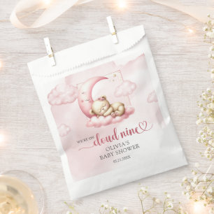 Sleeping Teddy bear on cloud nine pink girl Favour Bags