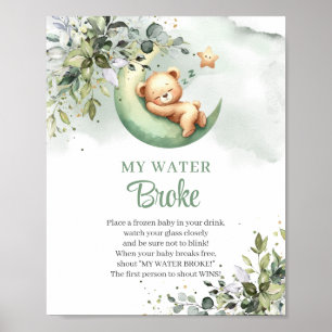 Sleeping Teddy bear over the moon My Water Broke Poster