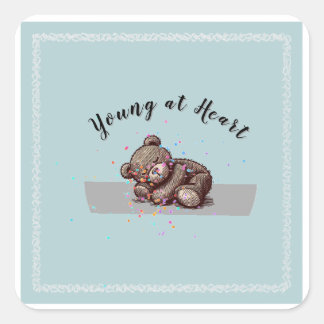 Sleeping Teddy Bear Square Sticker