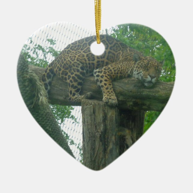 Sleeping Tiger on Tree, Forest, Nature, Wildlife Ceramic Tree Decoration (Front)