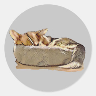 Sleeping Tricolor Welsh Corgi Sticker
