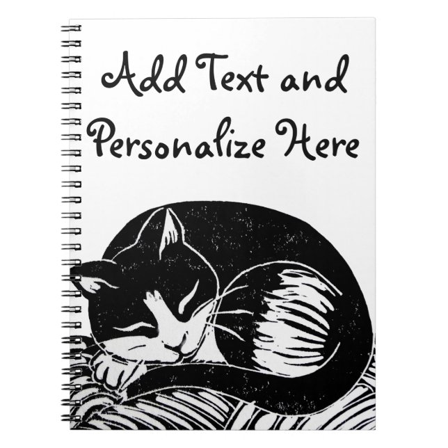 Sleeping Tuxedo Cat Custom Notebook (Front)