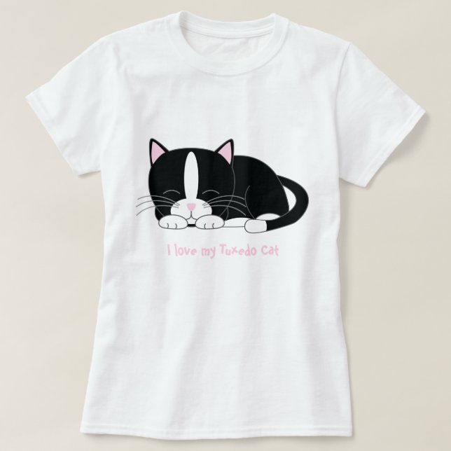 Sleeping Tuxedo Cat T-Shirt (Design Front)