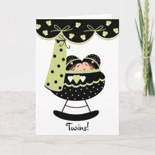 Sleeping Twin Babies New Baby Greeting Card