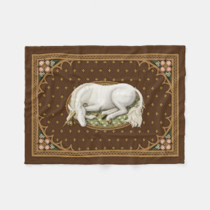Sleeping Unicorn Antique Brown Mediaeval Fleece Blanket